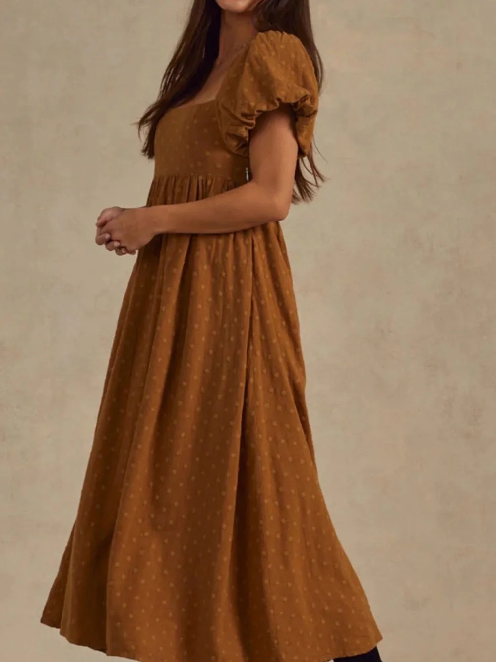 LIKE NEW Rylee and Cru OCEANE Women's Puff-Sleeve Maxi Dress in Mustard Yellow - Picture 11 of 12